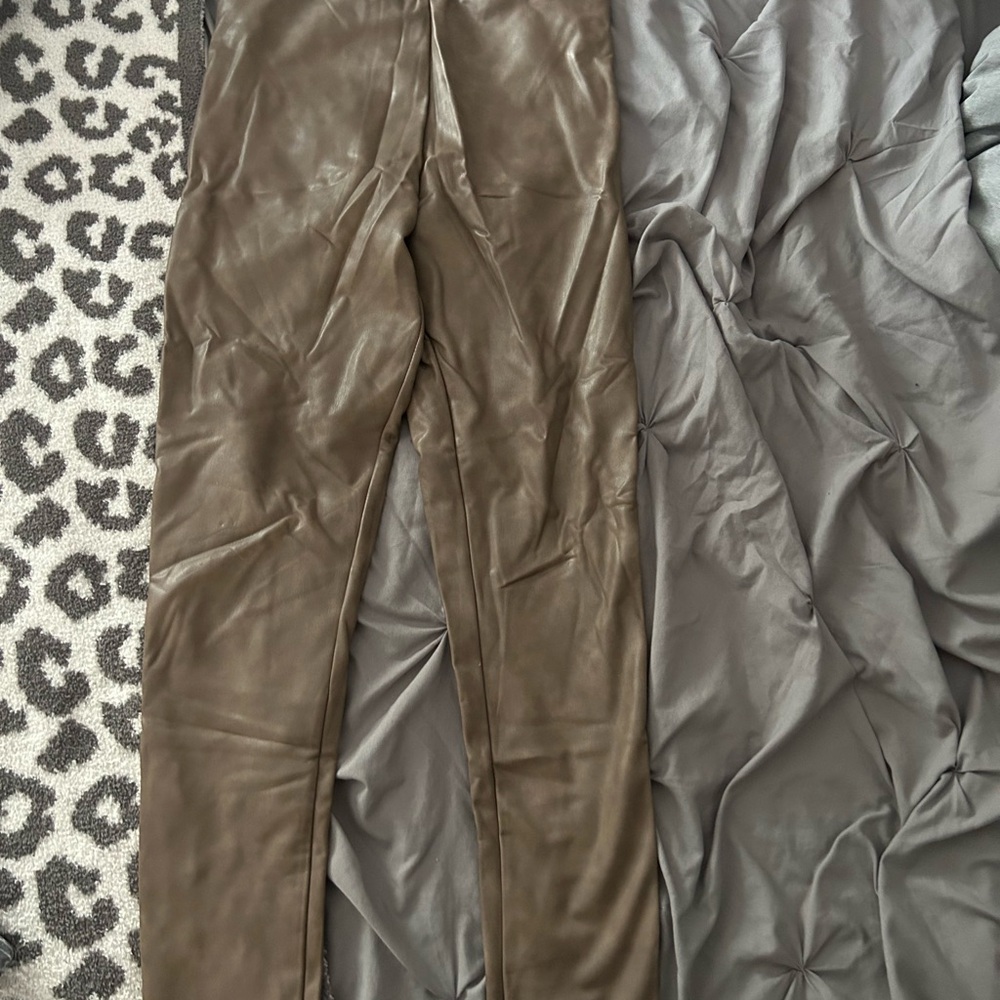 Brown Faux Leather Pants